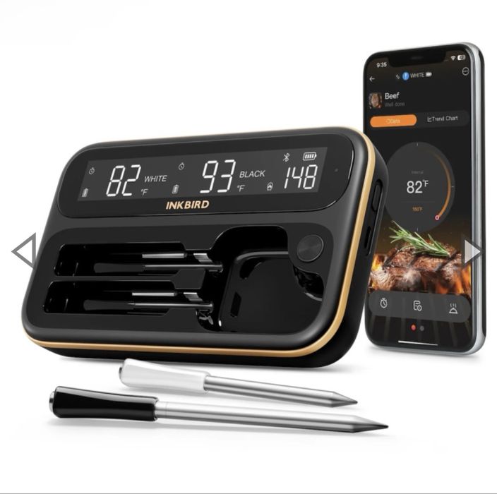 Бездротовий BBQ термометр Inkbird INT-12-BW (Wi-Fi 5G + Bluetooth 5.4) — 2 щупи