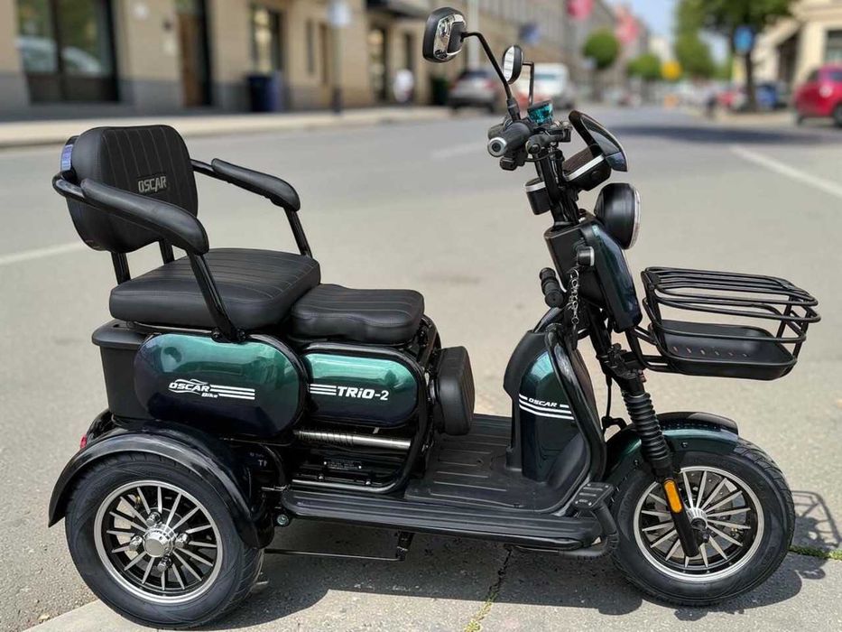 Електротрицикл OSCAR TRIO-2 1200W 72V 25Ah зелений, графен АКБ