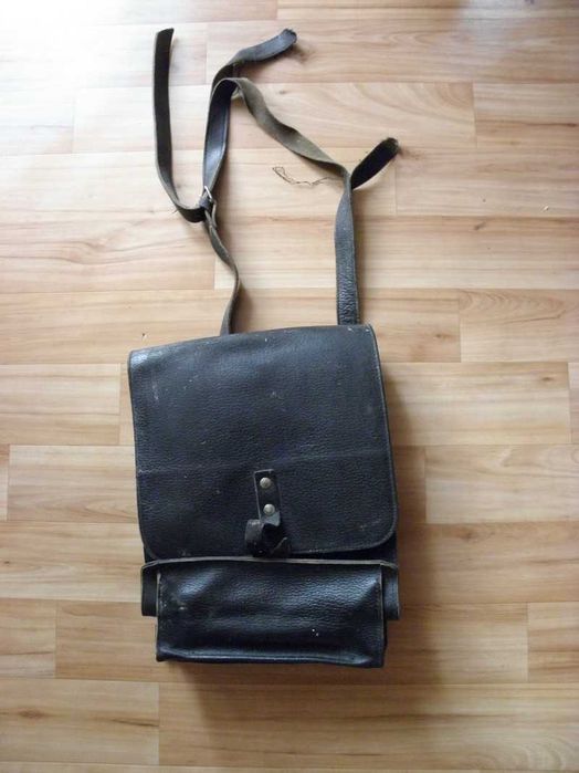 Raportówka skórzana, torba skórzana na ramię vintage PRL