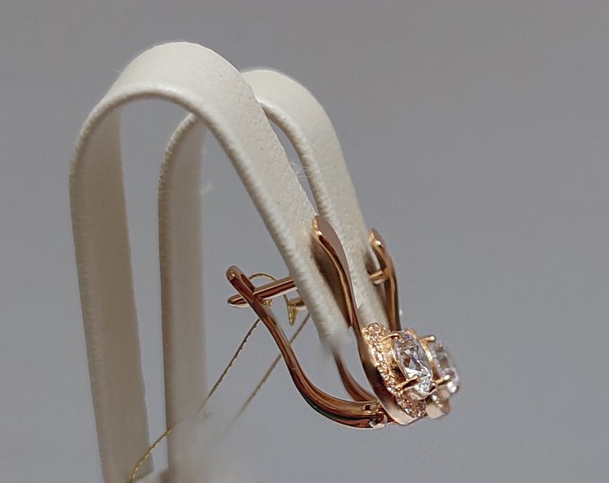 Золоті сережки "Верона" із яскравим цирконієм 585 проба нові