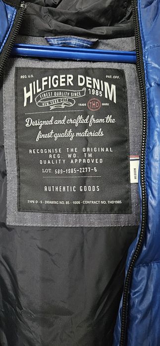 Tommy Hilfiger L kurtka puchowa niebieska piekna 100% org Usa