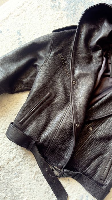 Шкіряний бомбер шоколад