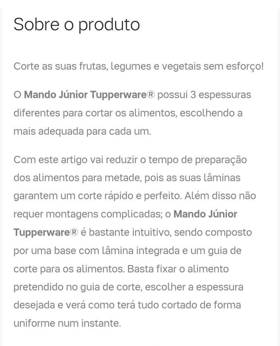 Mando Junior da Tupperware. Corta frutas e legumes sem esforço