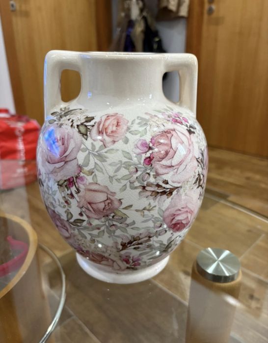 Conjunto decorativo em cerâmica floral - 4 peças