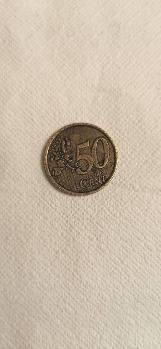 Moeda 50 cêntimos com defeito de cunhagem