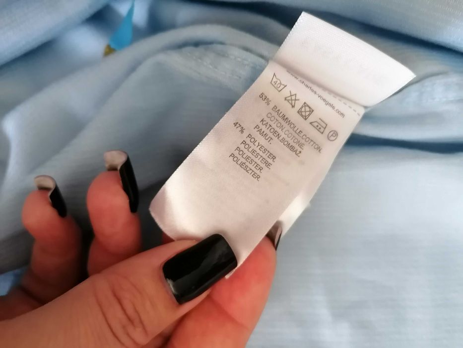 Charles Vögele easy care koszula w paski błękitna 41/42