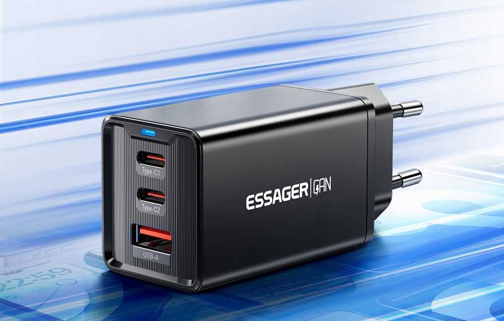 Essager ECTAC-KSB01-Z, GaN, 2xUSB-C, USB-A, 67W
