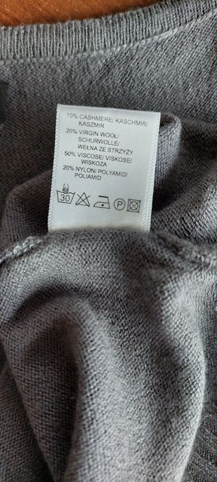 Simple r.44 szara koszulka na ramiączkach wiskoza+wełna+kaszmir