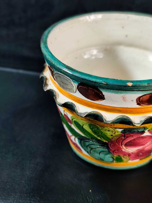 Ceramiczna Doniczka Ręcznie Malowana Włoska