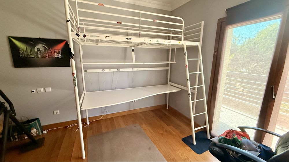 Beliche alto IKEA com secretária integrada, com instruções