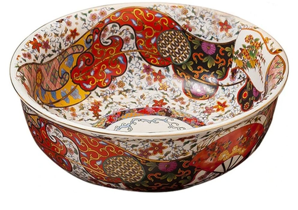Okrągły zlew retro nablatowy, umywalka ceramiczna