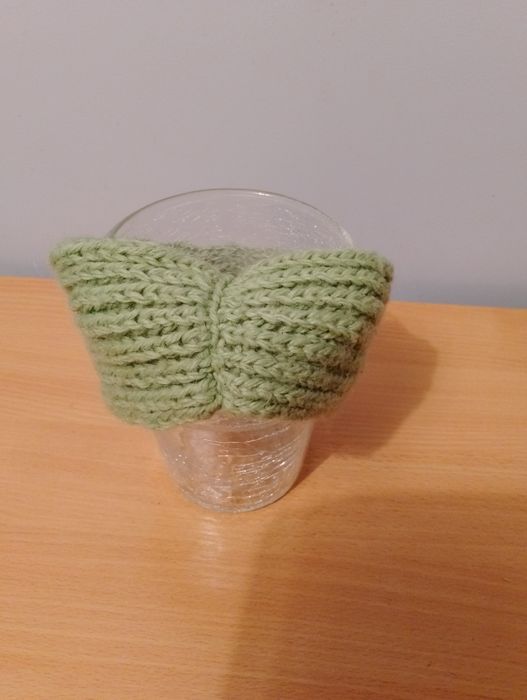 Ciepła, szeroka OPASKA na głowę, wełniana, na zimę, zielona