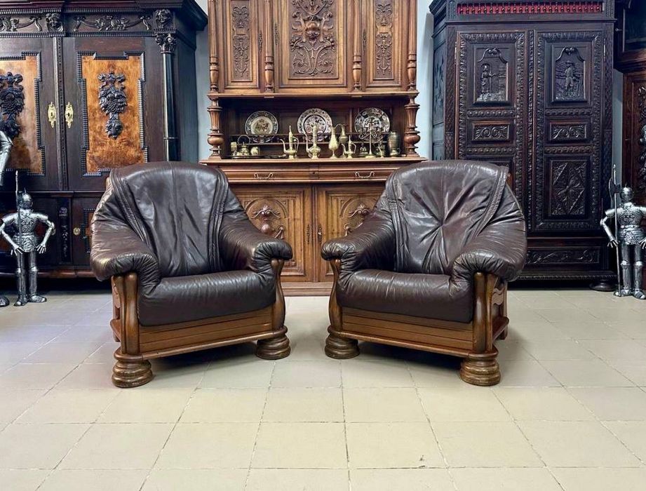 Шкіряний диван на дубовому каркасі кожа дерево 3777