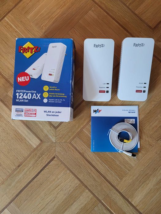 Do sieci WIFI zestaw Powerline 1240 AX 1200 Mbit/s 2x Avm Fritz Lan WIFI6