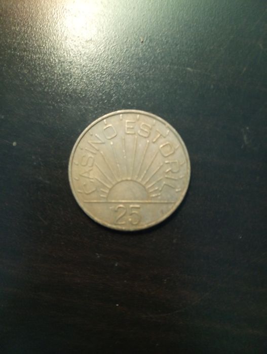 Ficha de jogo - 25 escudos do Casino do Estoril - Portugal -1988