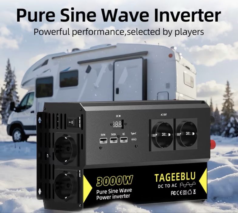 Інвертор напруги 3000w 5000w чистої синусоїди DC в AC 220v автомобільний інвертор з цифровим дисплеєм