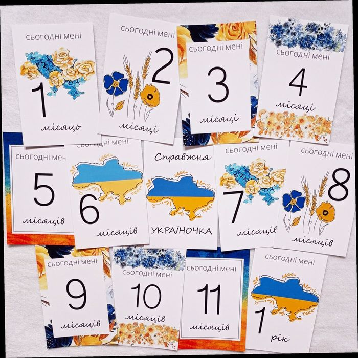 Карточки для фотосессии ребенка по месяцам, картки для фотосесії малюк