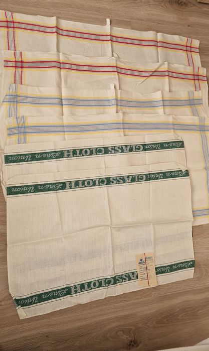 Ręczniki kuchenne lniane,bawełniane z czasów PRL 6 szt. ( nieużywane)