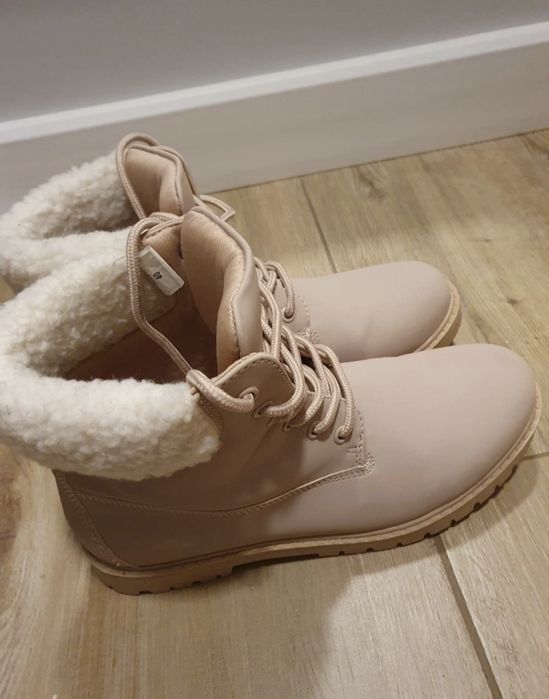 Botki workery pudrowy róż r.40 jak nowe