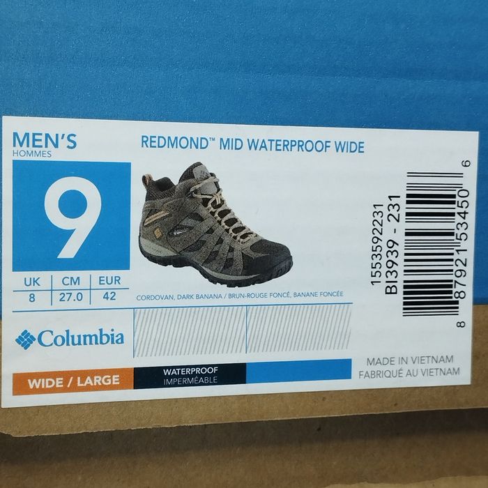 41-48. Черевики Columbia Redmond Mid Waterproof (BM3939-231) wide