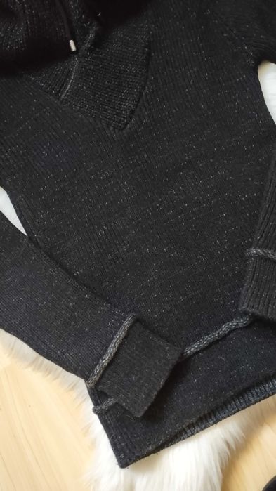 Sweter męski Ce&Ce z wysokim golfem kolor czarny rozmiar S/M z wełną