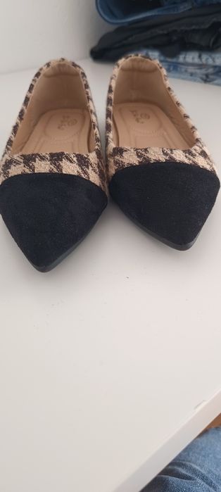 Buty damskie balerinki 37 w kratkę pepitke
