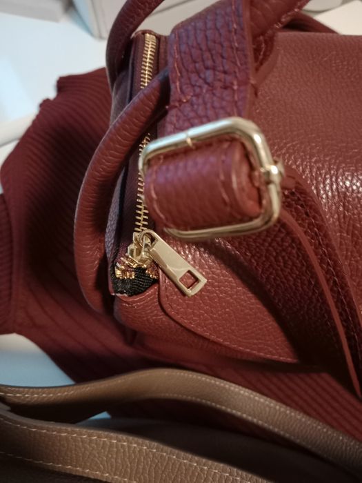 Torebki skóra naturalna licowa bordowa i fango