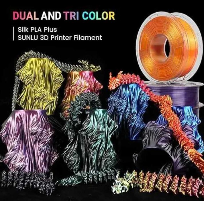 Пластик, філамент SUNLU Silk PLA Plus триколірна шовкова нитка PLA+