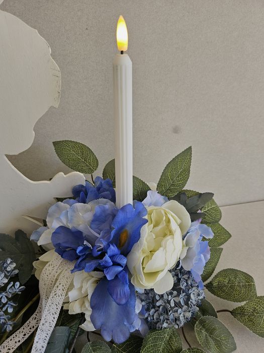 Stroik z aniołem i świecą led. Kompozycja dla dziecka. Jakość premium