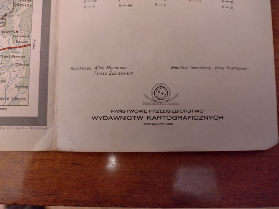 Stara mapa Karpaty mapa obszaru konwencji turystycznej 1965