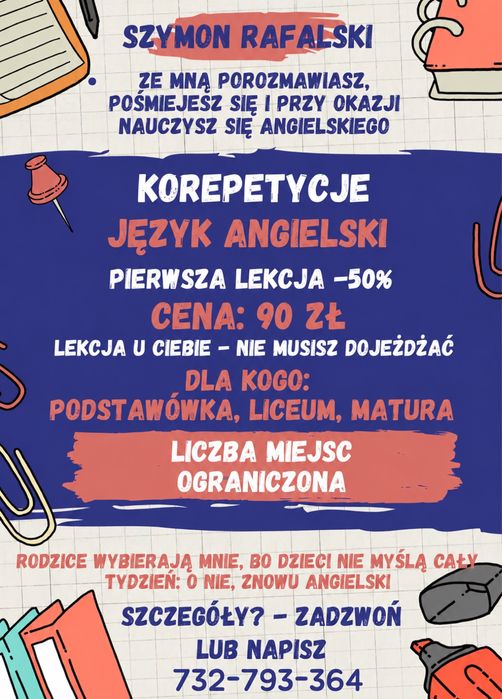Korepetycje Angielski Grudziądz I Dojazd do ucznia I SP I Matura I Egz. 8kl.