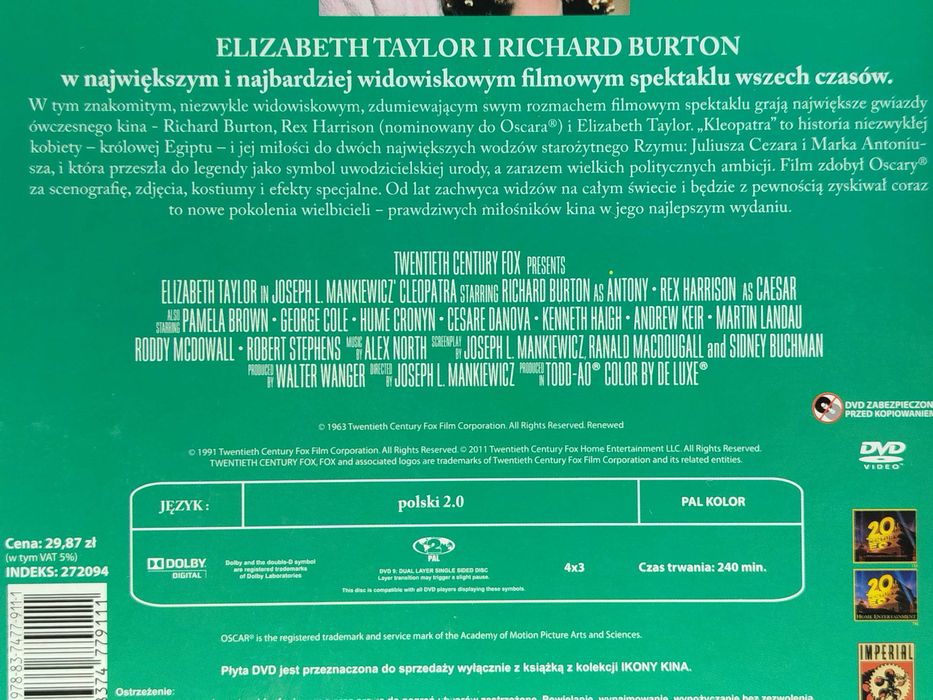 Ikony Kina Kleopatra DVD + książka Taylor Burton