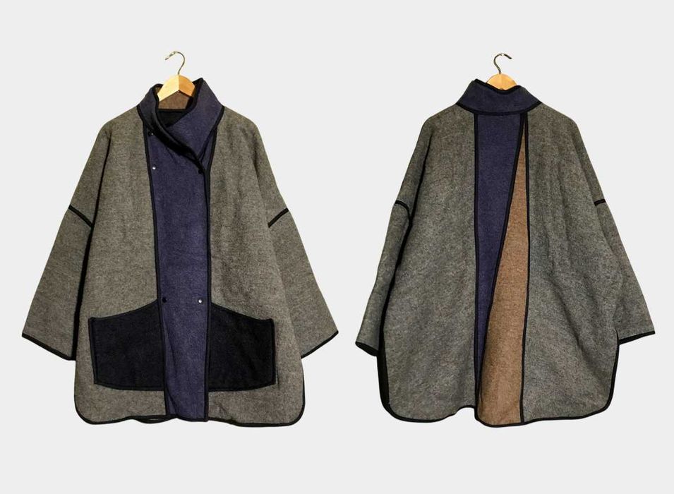 Вовняне коротке пальто вільного крою в стилі печворк Італія