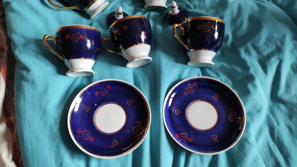 Цукорниця, чашки , Калина, кобальт, синий, сахарница