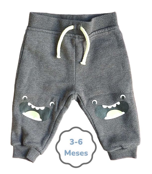 Conjunto Camisola + Calças Cinza Escuro Monstro Primark 3-6 meses