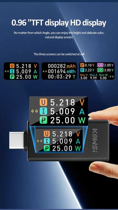 USB мульти-тестер емкости аккумулятора, вольтметр, амперметр