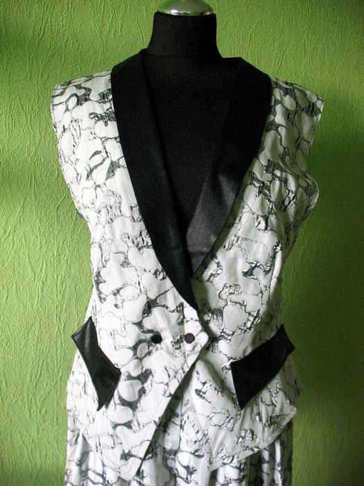 Spodnie - kamizelka - elegancka tkanina - 38 M - pas 66 cm Komplet