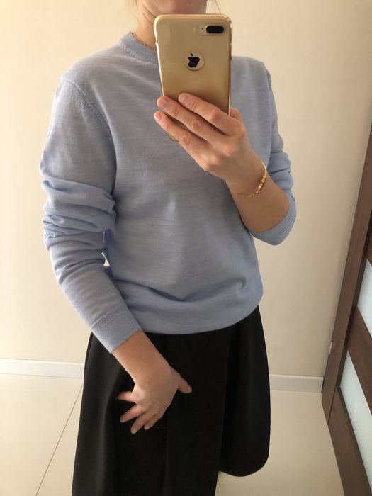 55. r.S/M Nowy niebieski wełniany sweter Paul Costelloe. Wełna