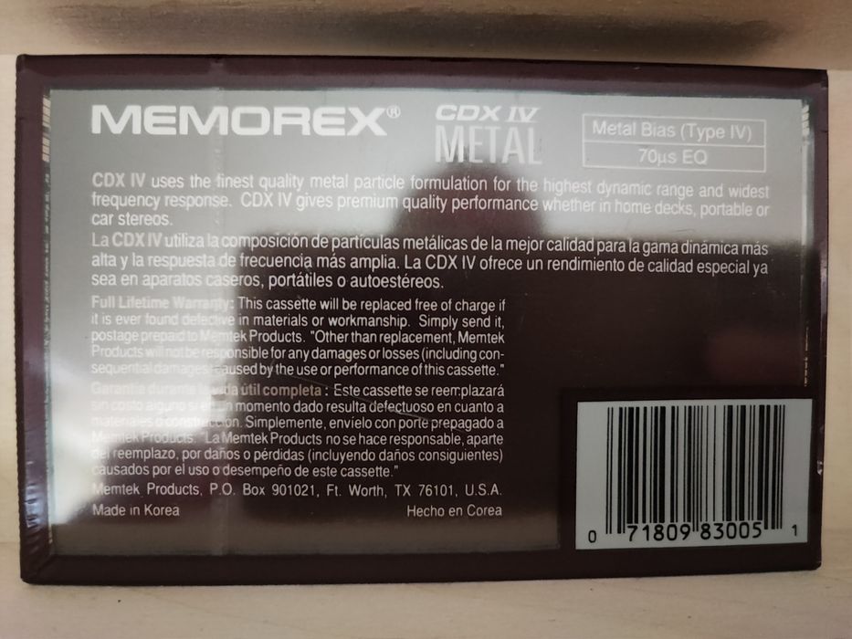 Cassette Memorex CDX IV C90