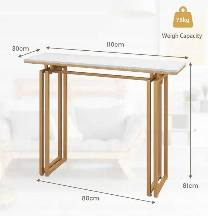Konsola do przedpokoju Stolik boczny z imitacją marmuru złoty Glamour
