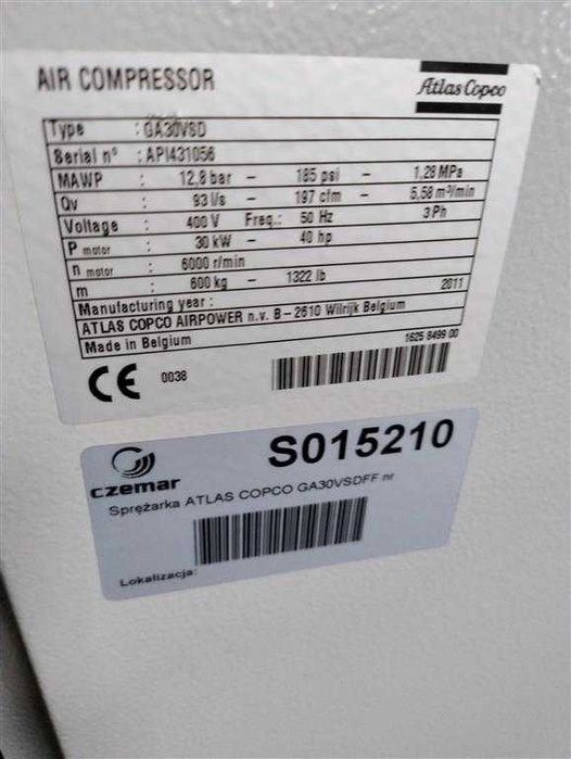 Sprężarka śrubowa Atlas Copco GA 30 VSDFF,30KW,S015210