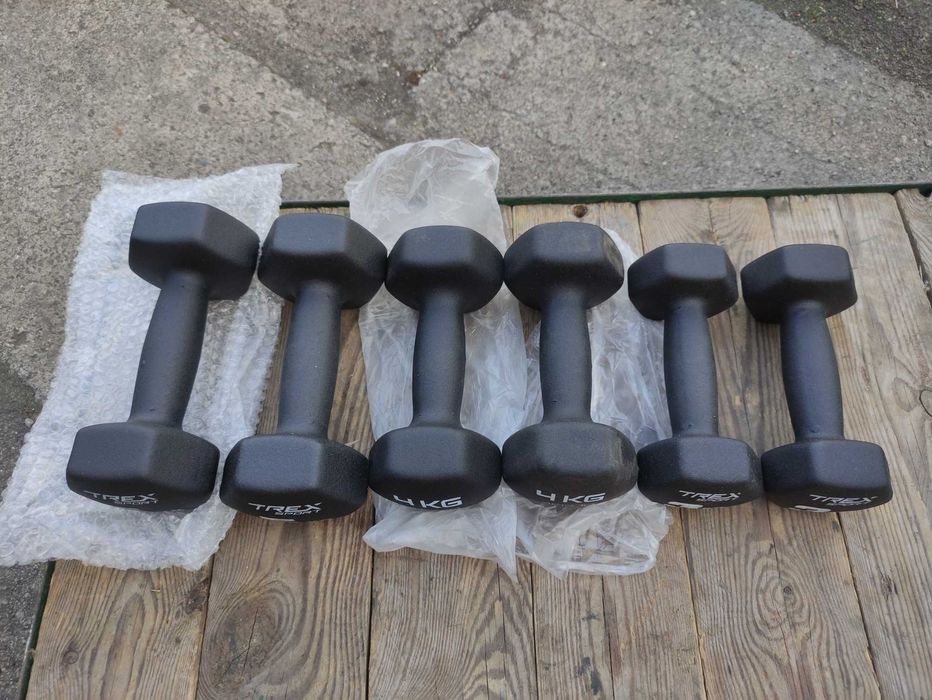 Hantle żeliwne w neoprenie nowe zestaw 2x5kg 2x4kg 2x3kg