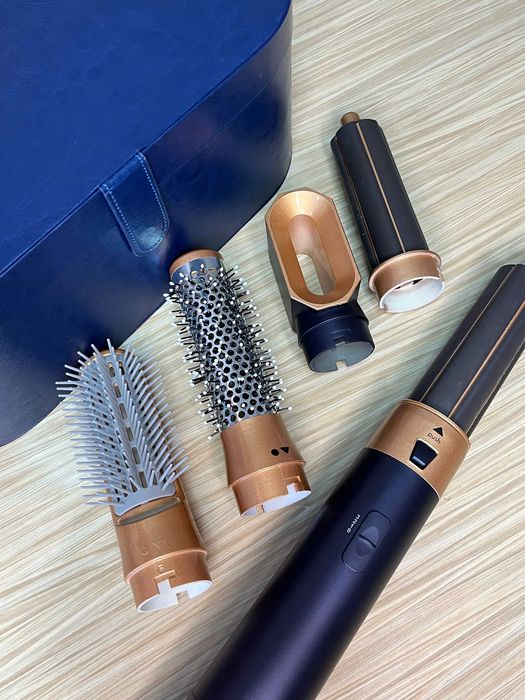 Стайлер 5в1 HAIR BRUSH Styler + Коробка Чехол с функциями придания объема, выпрямления, укладки темно синий
