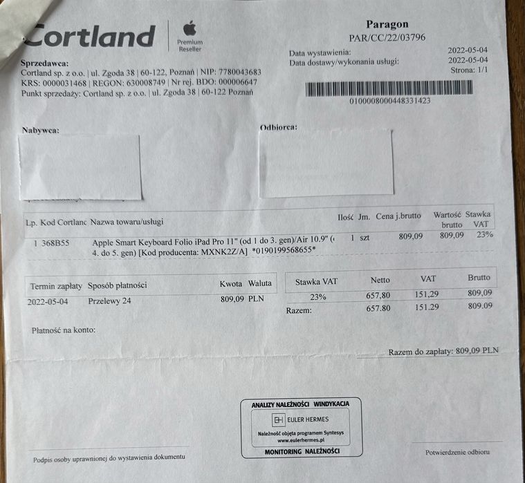 NOWA Apple Smart Keyboard Folio 11” iPad Pro / Air 4 – Oryginał