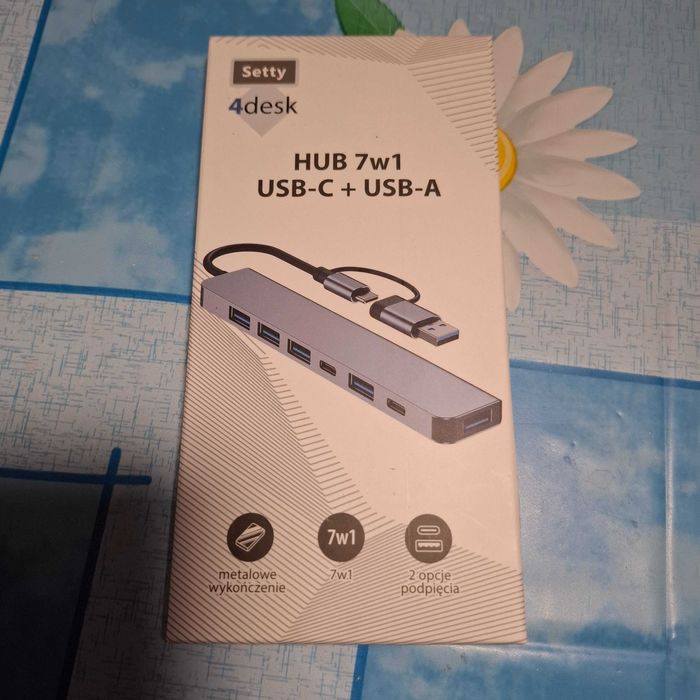 Rozdzielacz USB Hub Setty 4Desk 7w1 USB-C + USB-A