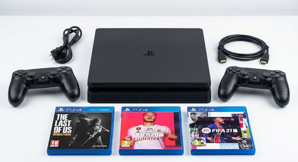 Sony PlayStation 4 Slim 1TB (Остання ревізія) + 2 джойстики + Ігри. Ідеальний стан!