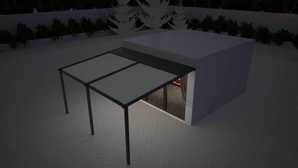 Aluminiowa pergola tarasowa 5x3 materiałowy otwierany dach na pilot