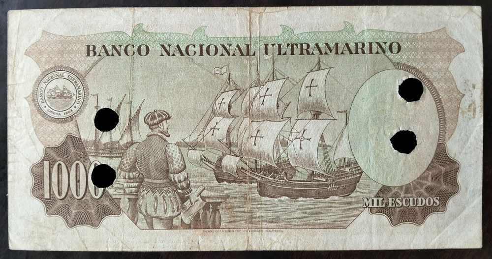 Nota 1000$ 1959 Índia Portuguesa Estado Bela Muitíssimo Rara