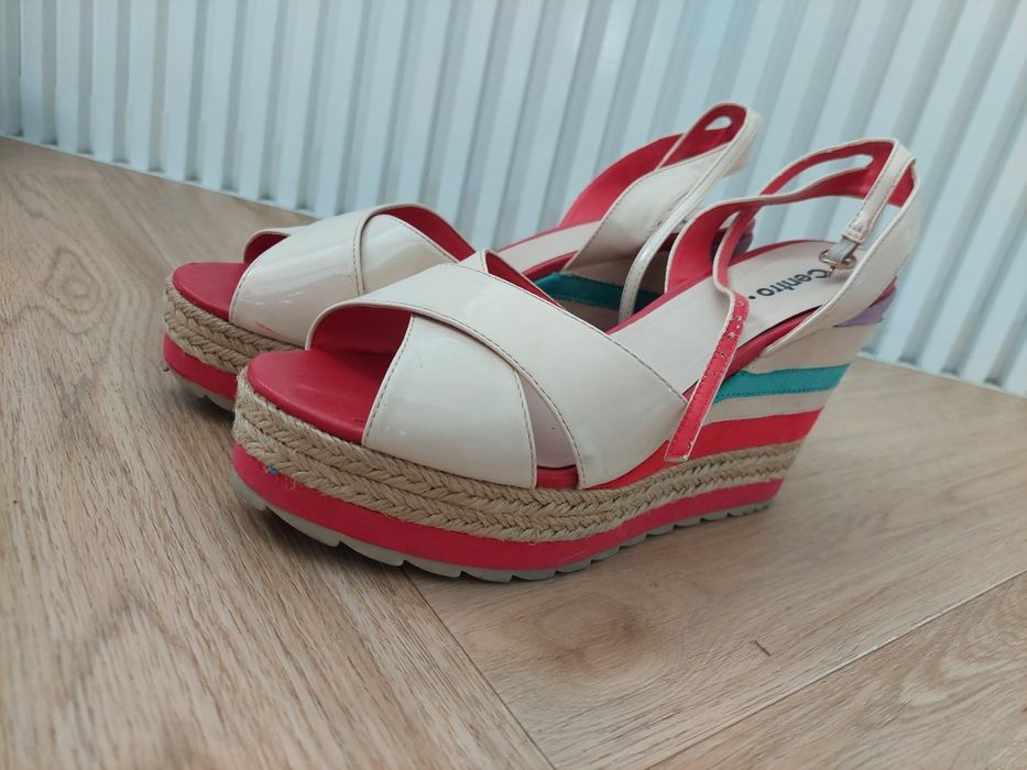 Centro Koturny Sandały Beżowe Kolorowe 39