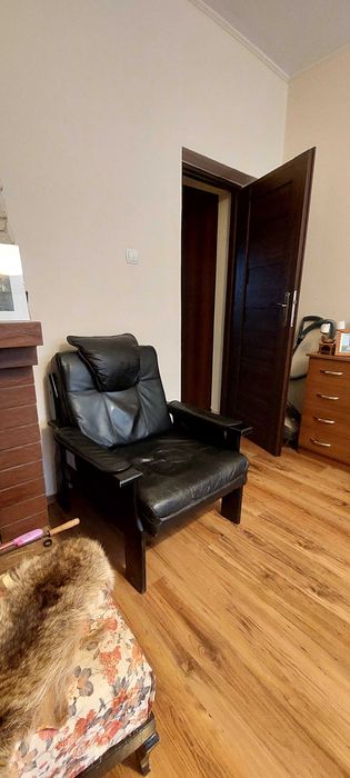 Dwa fotele designerskie vintage do salonu PRL skóra naturalna